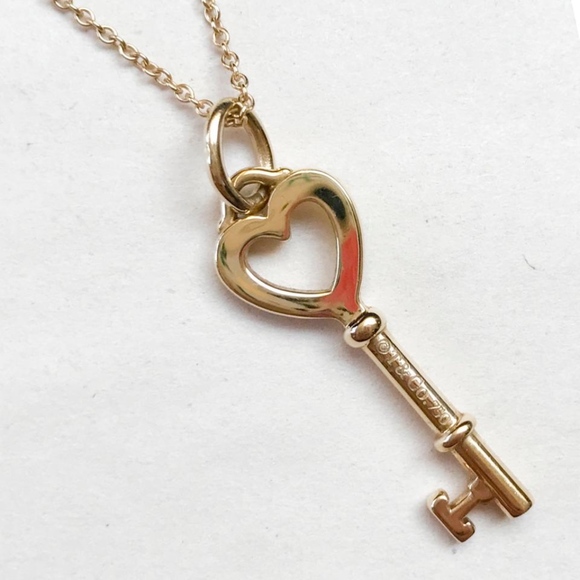 Gold Yellow Heart Key Necklace 